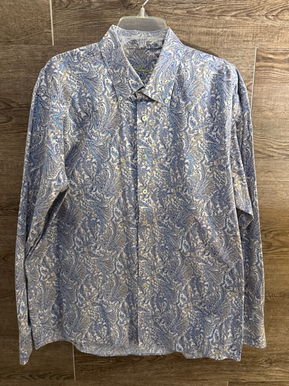 Alan Flusser Light Blue and White Paisley Button-Down Shirt